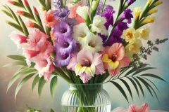 colored-flowers-gladioli-in-a-vase